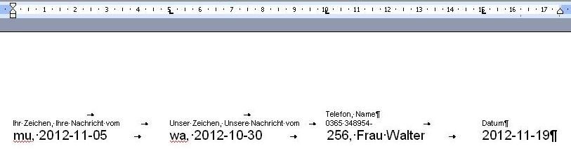 Bezugszeichenzeile Beispiel einer Bezugszeichenzeile